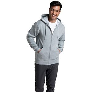 Fruit of the Loom Eversoft Fleece Hoodies, Pullover & Volledige Ritssluiting, Vochtafvoerend & Ademend, Maten S-4X, Volledige ritssluiting - Grijs Heather, XL