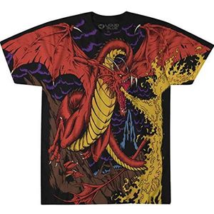 Liquid Blue unisex adult Dragon Vintage All Over Print Short Sleeve T-shirt T Shirt, Black, Medium US