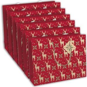 Clairefontaine X-29547-6Cpack – een set van 6 geschenkzakjes van kraftpapier – Shopping formaat – 37,3 x 11,8 x 27,5 cm – 210 g – motief: rendieren kraftpapier op rode achtergrond, Kerstmis – ideaal