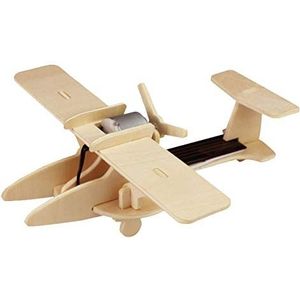 Pebaro 830/4 Houten bouwset op zonne-energie, sportvliegtuig, 3D-puzzel, modelbouwset, knutselen met hout, houten puzzel, knutselset, voorgesneden houten plaat, uitbreken, in elkaar steken, klaar,