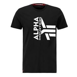 ALPHA INDUSTRIES Heren Half Logo Foam T T-shirt met korte mouwen, Zwart, S