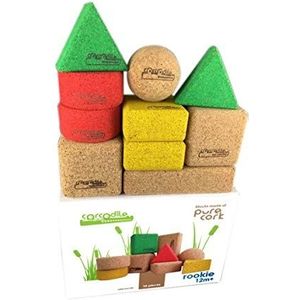 Corcodile Rookie bouwblokken van 100% kurk voor kinderen vanaf 12 maanden, hoogwaardig en duurzaam bosdorpspeelgoed, verschillende kleuren