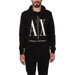 Armani Exchange Heren hoodie, Maxi Print Logo On Front Sweatshirt, zwart, S