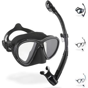 Cressi Quantum Scuba Masker & Itaca Dry Snorkel Set - Zwart