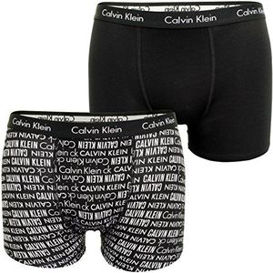 Calvin Klein Boxershorts voor jongens, set van 2 stuks, katoen, met stretch, Black Pr/Black, 8-10 Jaar