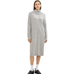 TOM TAILOR Dames Gebreide jurk met rolkraag 1034065, 30282 - Concrete Grey Melange, 40