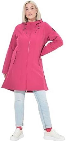 Ulla Popken - Functionele Mantel - Pink - Regenjas - Met Capuchon