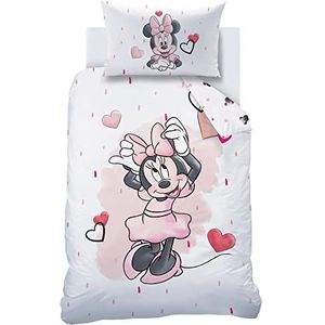CTI Minnie Mouse beddengoed flanel/flanel kinderbeddengoed voor meisjes roze Disney Minnie Mouse vlinder - 1 kussensloop 40 x 60 cm + 1 dekbedovertrek 100 x 135 cm