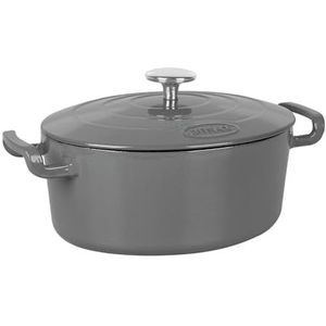 Sitram 715406 Sitrabella Ovaal geëmailleerd gietijzer lengte 26 cm - 4 liter - grijs geëmailleerd exterieur wit interieur - alle warmtebronnen inclusief inductie - ideale maaltijd voor 4-5 gasten