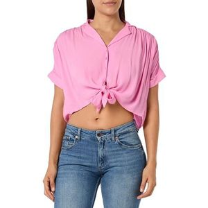 Onlpaula Life S/S Tie Shirt WVN Noos, roze, L