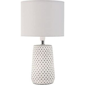 Pauleen 48215 Pretty Purity tafellamp max. 20 watt handgemaakt wit, grijs nachttafellamp in nature-look van stof, beton E14