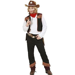 Widmann 02597 Cowboy Kinderkostuum, shirt met vest, broek en halsdoek, maat 140