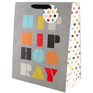 Multi-Gelegenheid 'Hip Hip Hooray' Cadeautas van Hallmark - Groot (Birthday, Gefeliciteerd, Vaderdag, Pensioen)