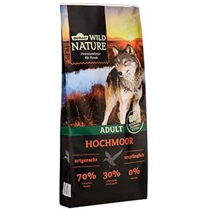 Dehner Wild Nature Hondenvoer, hoogveen, droogvoer zonder granen, suikervrij, voor volwassen honden, eend, 12 kg