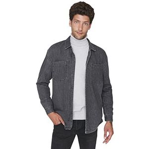 Trendyol Mannen Man Regular Standaard Kraag Geweven Shirt, Antraciet, L