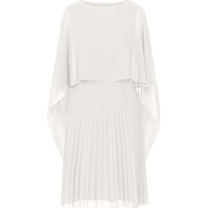 Apart cocktailjurk met chiffoncape met plissérok en bewerkte cape van chiffon, Crème, 42