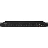 MONACOR VMX-440/SW 4-kanaals microfoon Line-Mixer voor de inbouw van rack, micro-versterker met 2 stereo lijningangen en 2 symmetrische microfooningangen, in zwart 202530