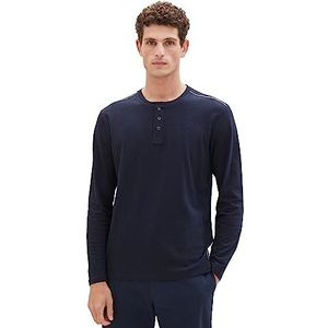 TOM TAILOR Basic herenshirt met lange mouwen en henley-hals, 10668-sky Captain Blue, XXL