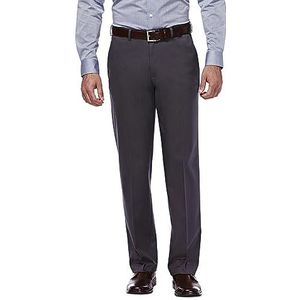 Haggar Heren Premium No Iron Classic Fit Uitbreidbaar Taille Plain Front Pant, Donkergrijs, 38W x 34L