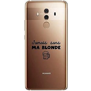 Zokko Beschermhoes voor Huawei Mate 10 Pro Jamais zonder Mijn Blonde – zacht transparant inkt zwart
