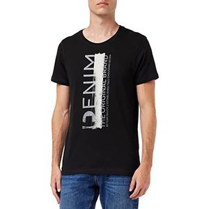 TOM TAILOR Denim Uomini T-shirt met print 1034728, 29999 - Black, XS
