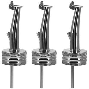 Westmark 3 sterke drank-/olie-schenktuiten voor flessen met schroefdraad, Ø 28 mm, met klep, met luchtbuis, metaal/roestvrij roestvrij roestvrij staal, Inox Gastro, zilver, 452022E3