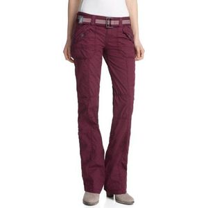 edc by ESPRIT Cargo broek voor dames PLAY TURNUP, Rood (Dark Berry 656), 42W x 34L (L)