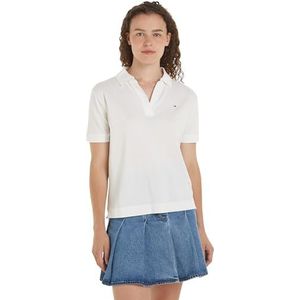 Tommy Hilfiger Dames RLX Open Placket Lyocell Polo Ss S/S polo's, wit, XS, Ecru, XS