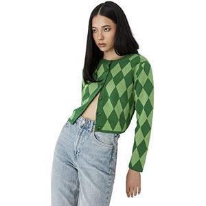 Trendyol Dames Slim Basic Crew Neck Knitwear Vest, Groen, L
