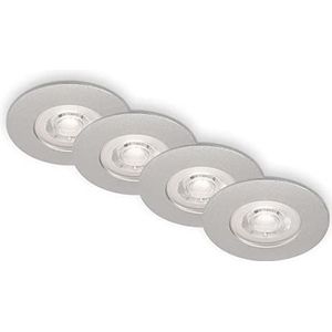 BRILONER - Set van 4 Inbouwspots Plafond, Dimbaar, LED Inbouwlampen ultra-plat, Inbouwspots Badkamer, Inbouwspots Badkamer IP44, Mat Chroom, 90x25 mm (DxH)