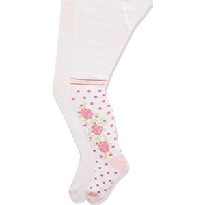Playshoes Elastische panty voor babymeisjes, met comfortabele tailleband, rozen en effen kleuren (verpakking van 2)