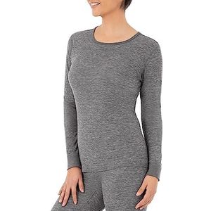 Fruit of the Loom Micro Wafel Thermal Crew Top Pyjama voor dames, Rook Heather, S
