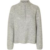 SELECTED FEMME Slflulu Ls Knit Half Zip Noos, lichtgrijs gem., M