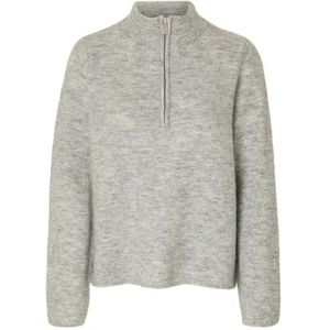 SELECTED FEMME Slflulu Ls Knit Half Zip Noos, lichtgrijs gem., M