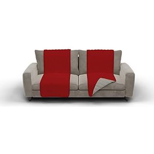 Elegant Italian Bed Linen Doubleface bankhoes rood/lichtgrijs, 100% microvezel, 60 x 190 cm