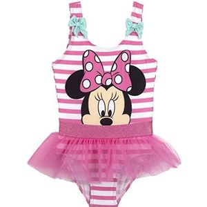Minnie Mouse tule meisjeszwempak - Roze en Wit - Maat 5 Jaar - Sneldrogende Stof - Minnie Mouse Print - Origineel Product Ontworpen in Spanje