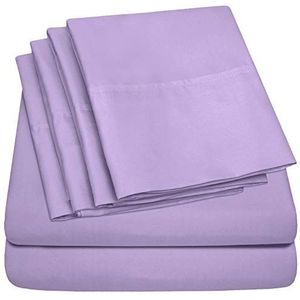 Kingsize lakens - 6-delig 1500 Supreme Collection fijn geborsteld microvezel diepe zak kingsize lakenset beddengoed - 2 extra kussenslopen, extra voordelig, King, lavendel