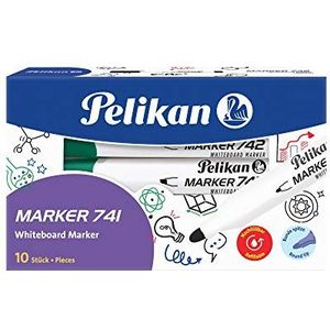 Pelikan 818001 whiteboard-marker 741 met ronde lont, groen, 10 stuks in vouwdoos