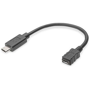 DIGITUS USB 2.0 adapterkabel - 0.1 m - USB C (St) naar USB Micro B (Bu) - 480 Mbit/s - USB-adapter - zwart