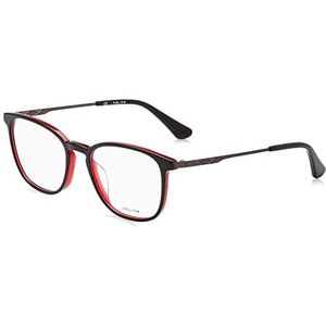 Police VPLD07 bril, rood W/glanzend zwart top, 52 voor heren, rood W/glanzend zwart top