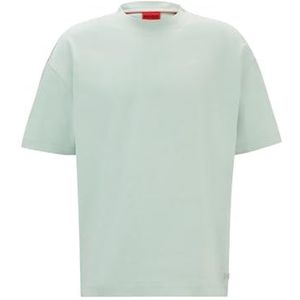 HUGO Heren Dplanitee Logo-Label T-shirt in katoenen jersey, Groen, S