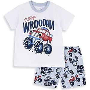 Chicco Korte pyjama met jeep in lichtgewicht katoen, Pyjama Kinderen en tieners, Wit, 4 jaar