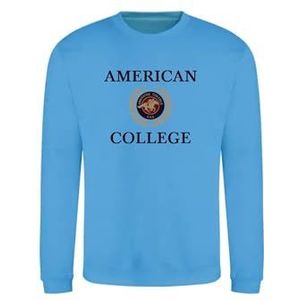 AMERICAN COLLEGE USA Sweatshirt met print, warme kleding, uniseks, kinderen, jongens en meisjes, casual, model ACSCRW7, Indigo, 12 jaar, Indigo, 12 ans