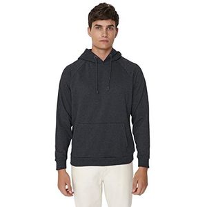 Trendyol Heren Man Getailleerde Basic Hood Knit Sweatshirt, Zwart, M