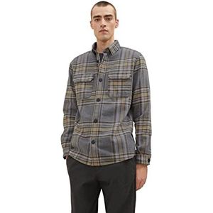 TOM TAILOR Uomini Overshirt jas van flanel 1033712, 30755 - Grey Melange Beige Big Check, 3XL