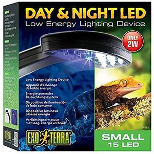 Exo Terra Dag and Night LED, energiezuinige dag en nacht LED-verlichting, met houder, klein, 15 x 16,5 x 7 cm