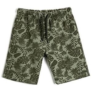 Koton Boy Palm bedrukte shorts met trekkoord, Kaki design (03i), 7-8 Jaren