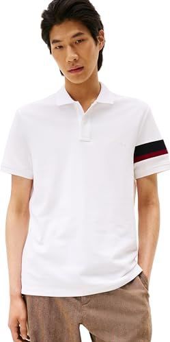 Tommy Hilfiger Heren RWB Sleeve Tape REG Polo MW0MW41354 S/S Polo, Wit, S, Wit (wit), S