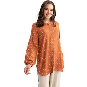 DeFacto Hemdblouse met lange mouwen voor dames, hemd met knopen voor vrijetijdskleding, Tile, XL