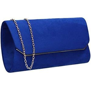 SwankySwans Anny Suedette Flapover Clutch, Sling Bag, One Size, Royal Blauw, Eén maat